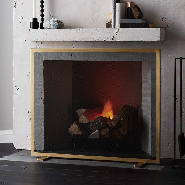 Antique Fireplace Screen - GUN METAL