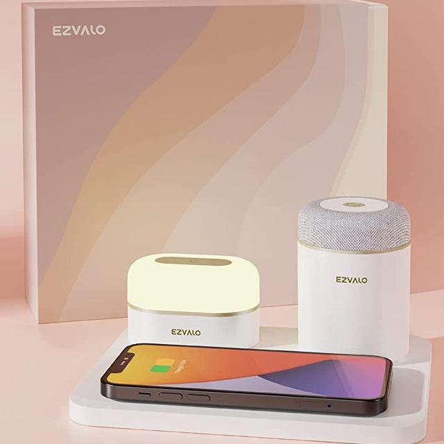 EZVALO Birthday Gifts for Women, 3 in 1 Charger Station with Wireless Phone Charger, LED Night Light, Portable Bluetooth Speaker, Thank You Gift Relaxing Gift Box for Women, Men, Mom, Girlfriend