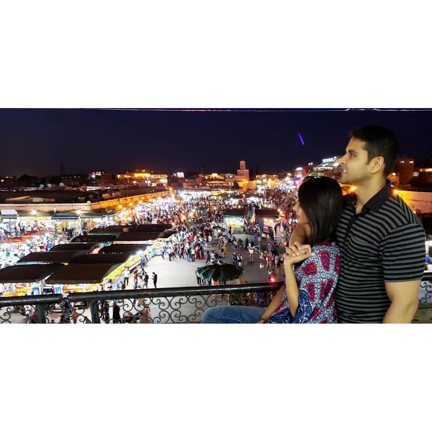 Our first International trip together was Morrocco and Portugal. This is from our first day in Marakech overlooking Djemma el Fna