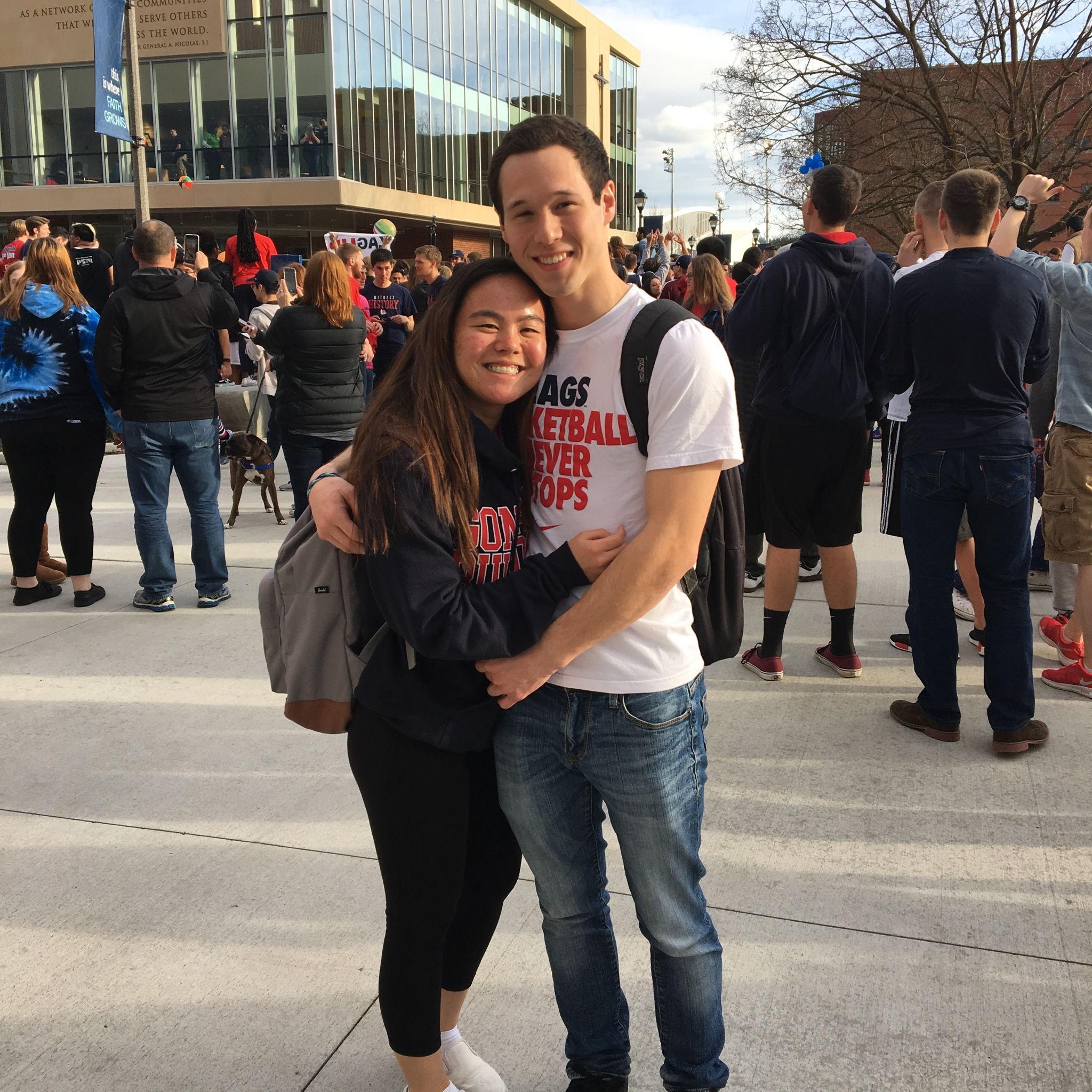 2017 - A watch party at campus just ended and we were all celebrating Gonzaga's mens basketball because they made it to the NCAA championship game for the first time in school's history!