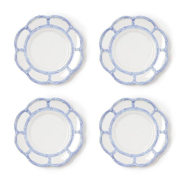 Two's Company French Blue Bamboo Touch Salad Plates, 8.75-Inch, Set of 4