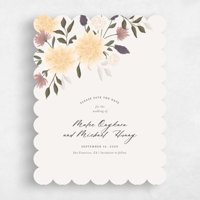 Beige Scalloped Wedding Save the Date - Simeri Portrait