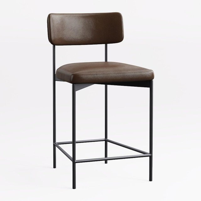 Maison Leather Stool, Counter Height, Antique Bronze Leg, Statesville Toffee