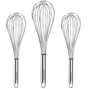 Utopia Kitchen Stainless Steel Whisk Set - Wire Whisk - Balloon Whisk Set - Egg Frother, Milk & Egg Beater - Kitchen Utensils for Blending, Whisking, Beating & Stirring - Set of 3
