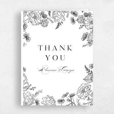 Black Letterpress Wedding Thank You - Astrid Portrait Letterpress