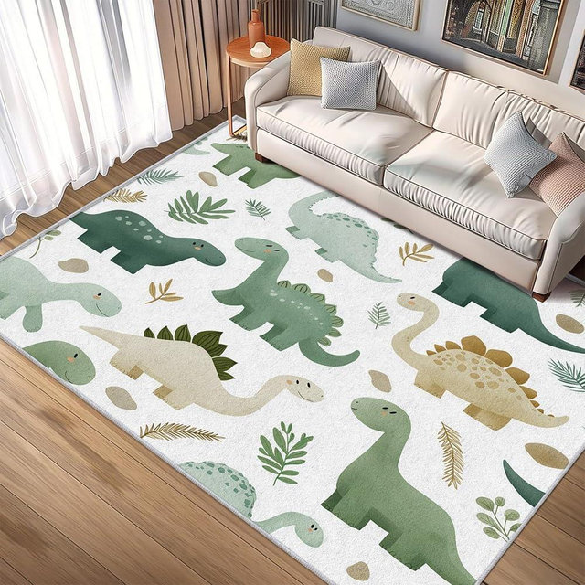Dinosaur Rugs 5x7, Boys Kids Cartoon Dino Washable 5 x 7 Area Rug for Living Room, Bedroom, Low Pile Non Slip Stain Resistant Carpet, Dinosaur Home Decor Accessories & K706
