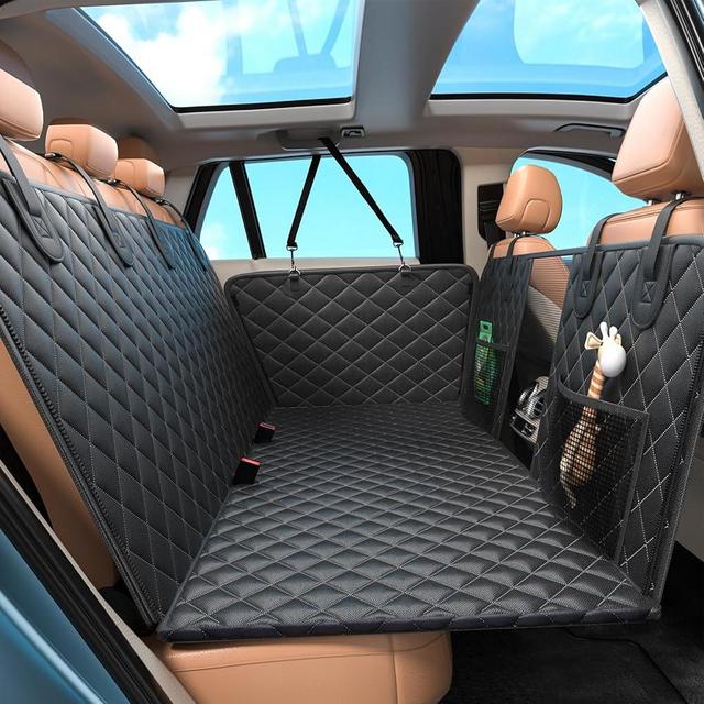 Elufa Dog Car Seat Cover for Back Seat, Waterproof Back Seat Extender for Dogs Supports 400lbs, Hard Bottom Car Seat Cover for Dogs, Sturdy Dogs Seat Cover for Car SUV