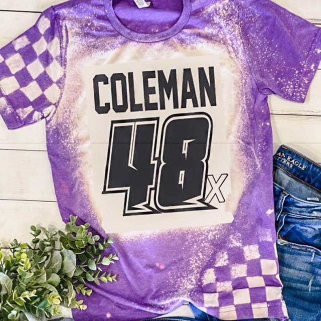 Personalized Racing Bleached Purple pick your color Unisex Tshirt Dirt Track Motocross Dirt bike Race Tee Checkered Flag Bleached