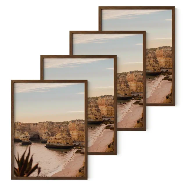 Haus and Hues Set of 4 Picture Frame with Plexiglass Cover, Walnut Oak, 18x24