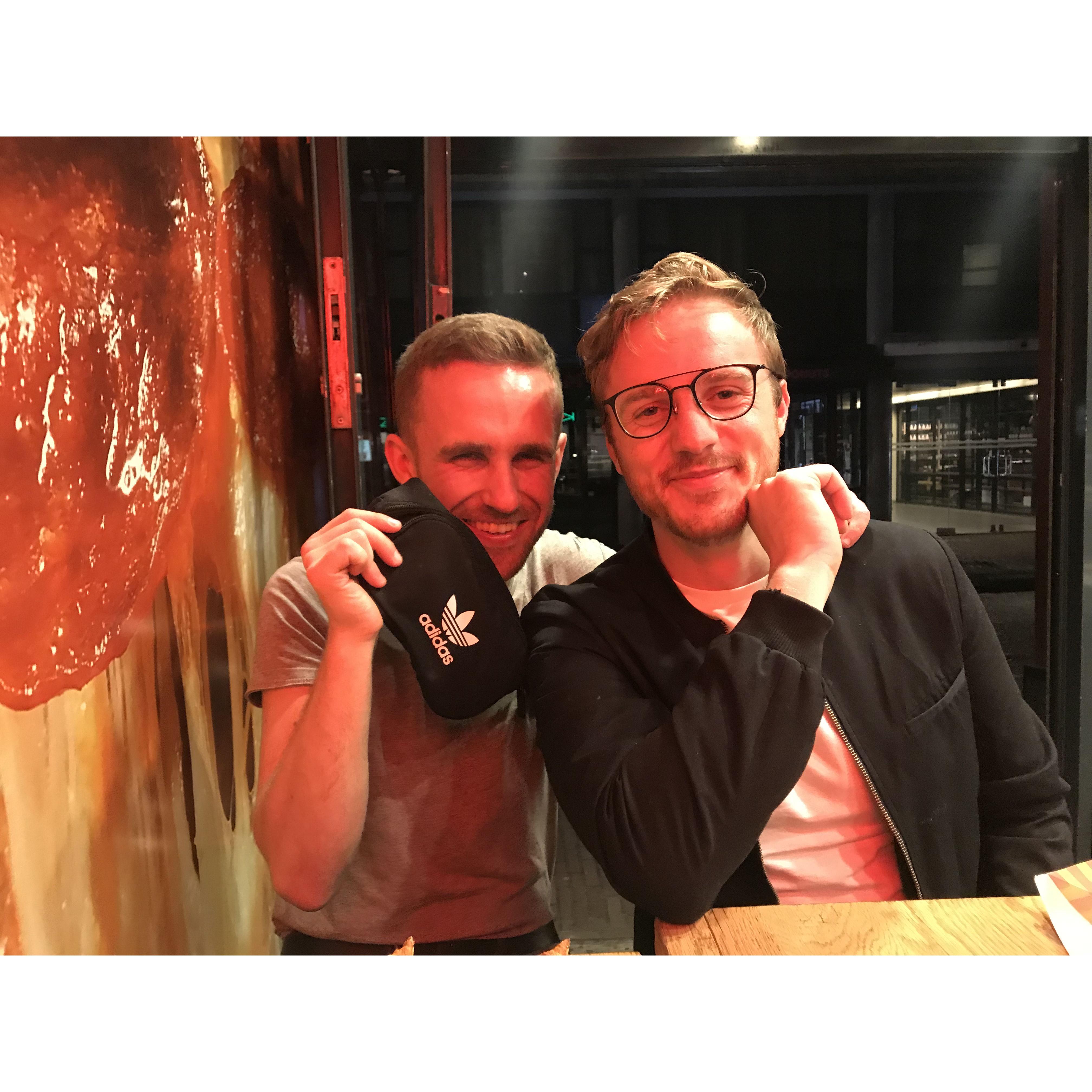 Our first ever picture together, definitely very sober, Amsterdam 2019