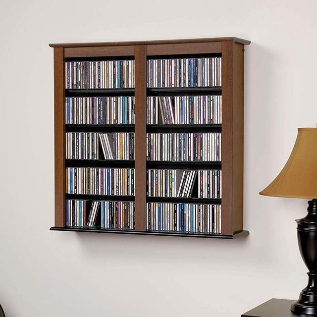 Prepac Double Wall Mounted Storage Cabinet, Cherry and Black