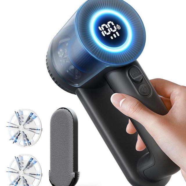 Rechargeable Lint Remover: 3 Stainless Steel 6-Leaf Blades, Fabric Shaver with LED Display, 3-Speeds Lint Shaver for Effortless Fuzz & Pill Removal from Clothes, Sweaters, Coats, Couches, Blankets