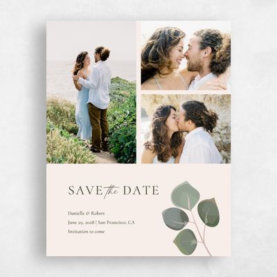 Linen, Beige Wedding Save the Date - Bransford Multiphoto