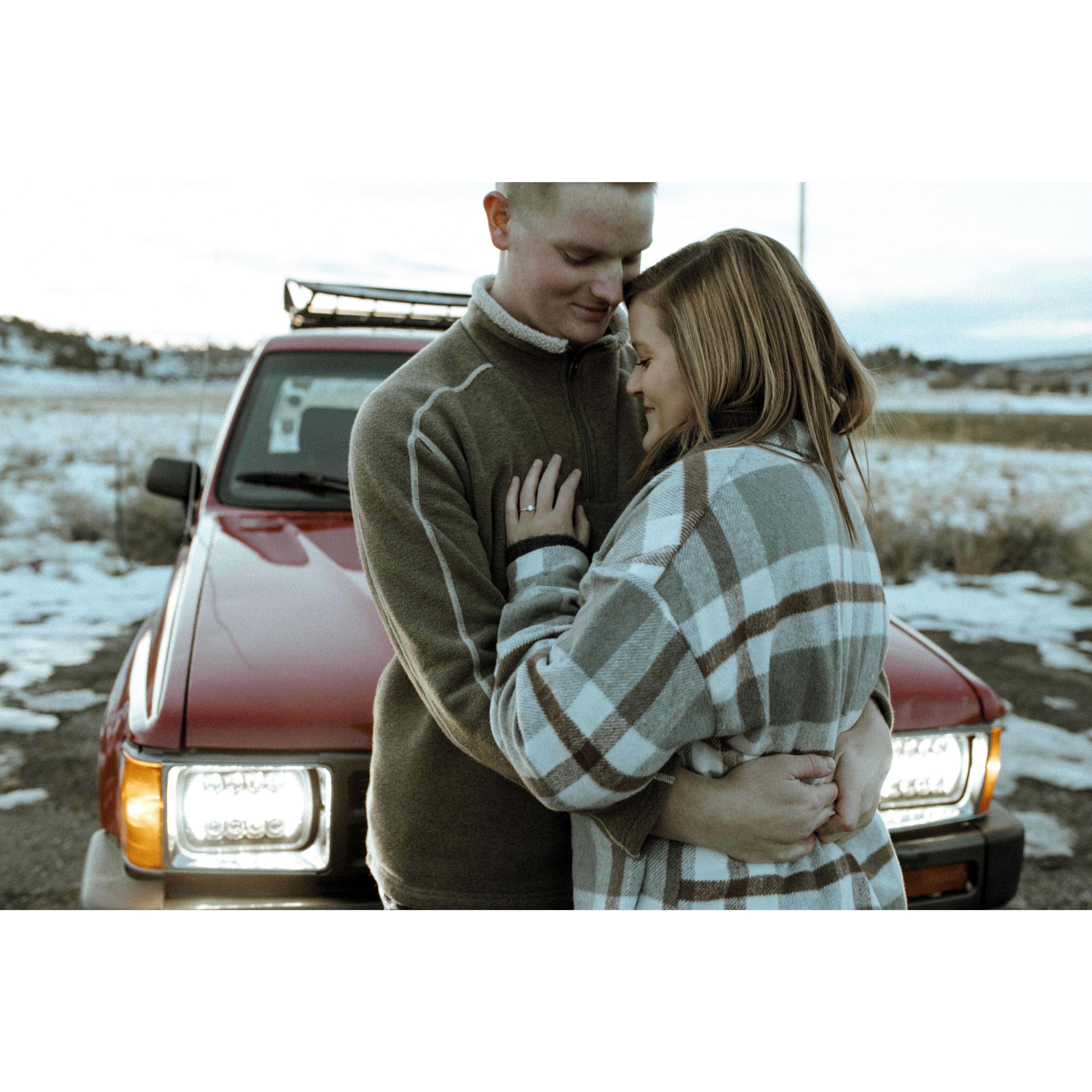 One of our favorites from our engagement photos with Cale's beautiful 4Runner in the background.