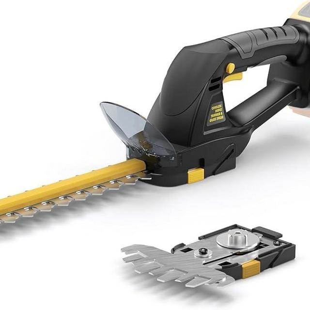 Cordless Hedge Trimmer (Tool Only), Compatible with DeWalt 20V MAX Battery, 2-in-1 Cordless Grass Shear 1500RPM, 3.3 lbs Handheld Shrub Clipper with Battery Protection, 8" & 4.7" Blades(Black)