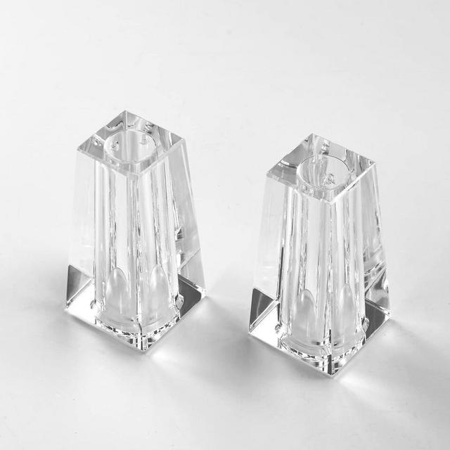 SIYOUKI Set of 2 Salt and Pepper Shakers Refillable Crystal Seasoning Bottle，for Salt, Black and White Pepper, Spice Jars, Farmhouse Salt,Clear to Know When to Fill, Kitchen (001)