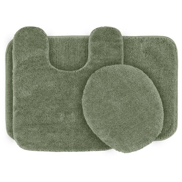 3pc Traditional Washable Nylon Bath Rug Set Deep Fern - Garland