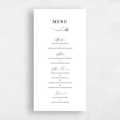 White Greenery Wedding Menu - Ingrid