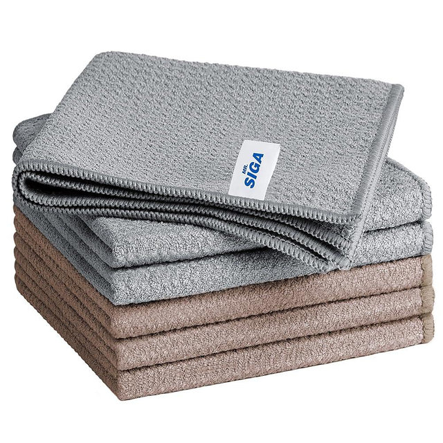 MR.SIGA Waffle Pattern Cleaning Cloths, Reusable Absorbent Microfiber Cleaning Cloths, Lint Free Microfiber Kitchen Towels, 6 Pack, Gray, 11.8 x 11.8 inch
