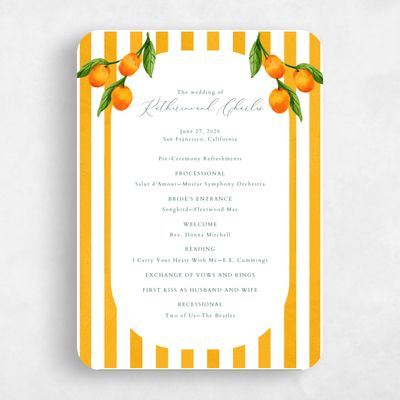 Orange Rounded Wedding Program - Tropea