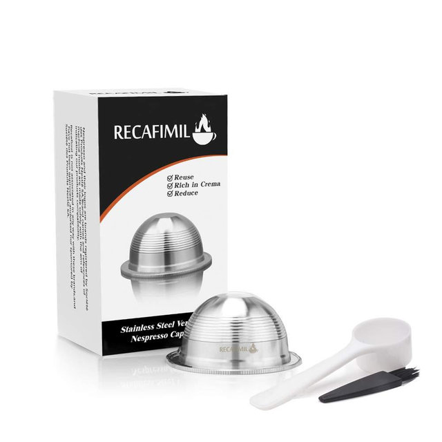 Stainless Steel Metal Coffee Capsule Compatible for Vertuo Coffee Espresso Size Nespresso Vertuoline Reusable Pods Holder Vertuolline GCA1,ENV135S,ENV135B,ENV135T,ENV135R (capsule)