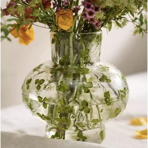 Pressed Floral Footed Vase