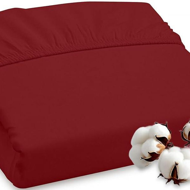 ROYALE LINENS 300 Thread Count 100% Long Staple Combed Cotton Fitted Sheet King - Super Soft Deep Pocket Bottom Sheet - Fitted Sheets Only - Elastic Sheets (King, Red)