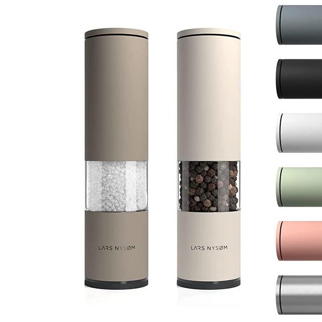 LARS NYSØM Salt and Pepper Mill Set of 2 Manual with Adjustable Ceramic Grinder from Coarse to Fine I Designer Spice Mill Set