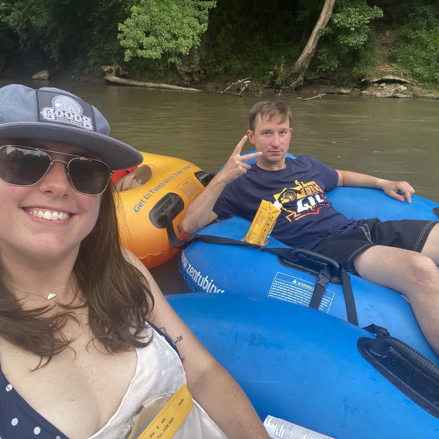 Tubing down the French Broad in Asheville, NC