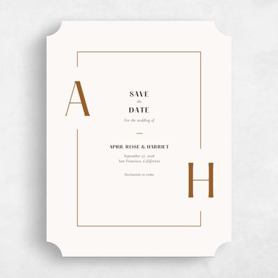 Beige Ticket Wedding Save the Date - Wetherby Portrait