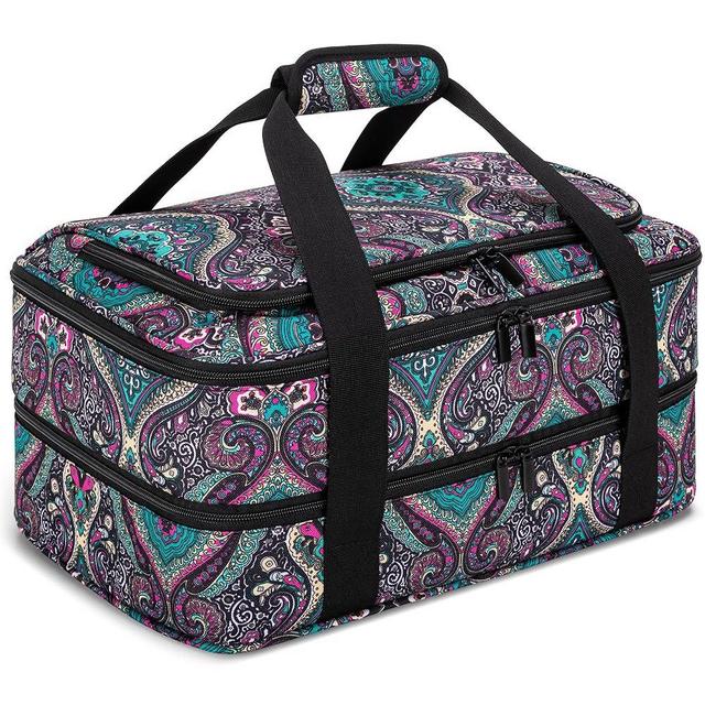 Trunab Casserole Carrier for Hot or Cold Food Insulated Casserole Dish Carrier Thermal Tote Bag for Picnic, Fits 9"×13" Baking Dish, Grey (Totem, Double Decker+Tool Room)