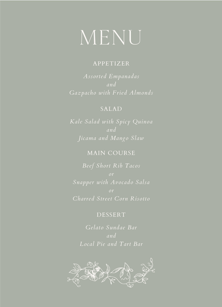 Zola Wedding Menus - Plumeria