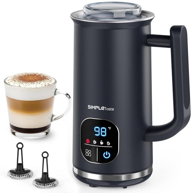 SIMPLETASTE Milk Frother, 4-in-1 Electric Milk Steamer with LED Touch Screen, Automatic Warm and Cold Foam Maker and Milk Warmer for Latte, Cappuccinos, Macchiato