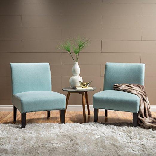 Kendal Light Blue Fabric Accent Chair (Set of 2)