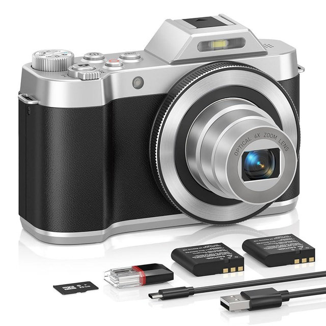 ASTYPHER 4K Retro Vintage Digital Camera: 64MP Retro 3” IPS Screen Camera with 6X Optical Zoom, WiFi Transfer Autofocus Rechargeable for Travel Vlogging and Gifts