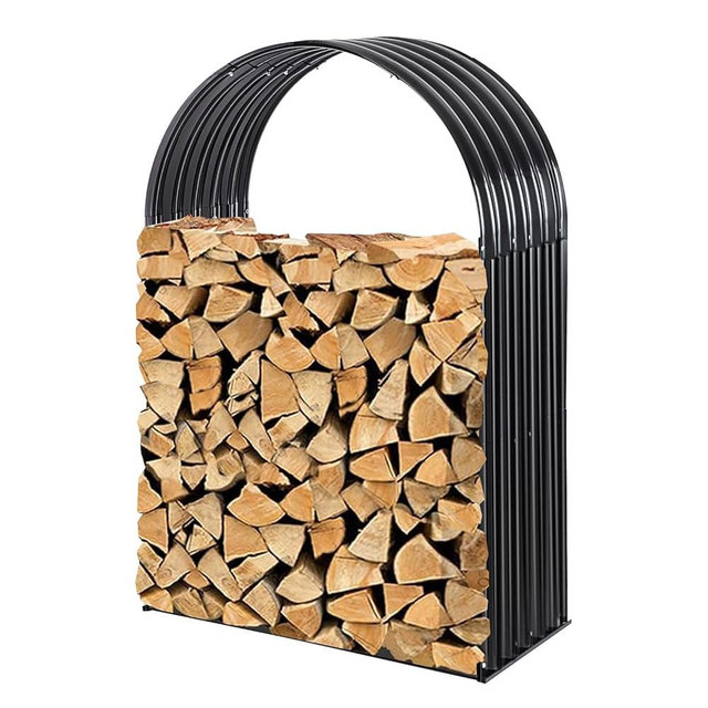 Leomru Heavy Duty Firewood Storage Shed, Galvanized Steel Firewood Rack Holder Wood Shed, Indoor Outdoor Log Rack Fireplace Fire Pits Wood Pile Storage Holder Lumber Rack (Arch)