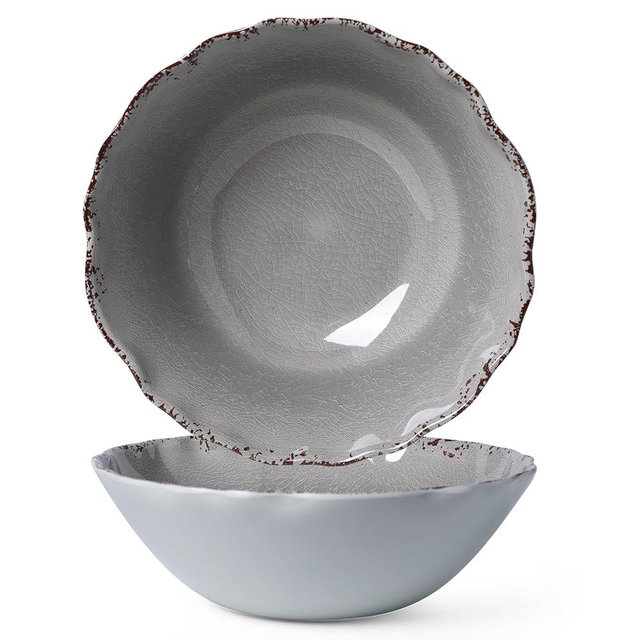 LEHAHA Farmhouse Melamine Serving Bowls,Set of 2, 130 OZ Break Resistant Large Deep Salad Bowls, BPA Free Large Bowl for Serving Salad, Fruit, Vegetables and Food Storage, 12" x 4", Gray…