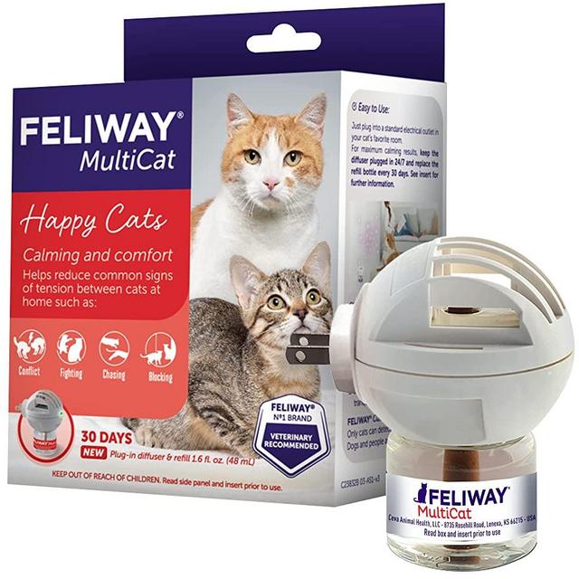 FELIWAY MultiCat Calming Pheromone Diffuser, 30 Day Starter Kit (48 mL)