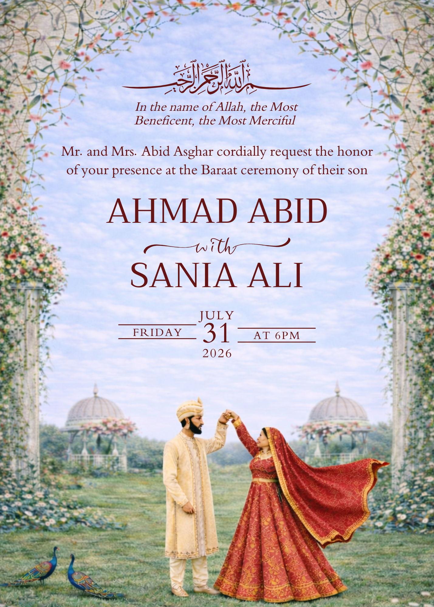 The Wedding Website of Ahmad Abid and Sania Ali
