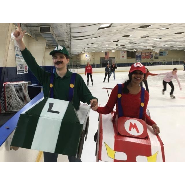 That time we made Mario and Luigi Halloween costumes from scratch and went ice skating, and everyone looked at us like we were awesome, but crazy.