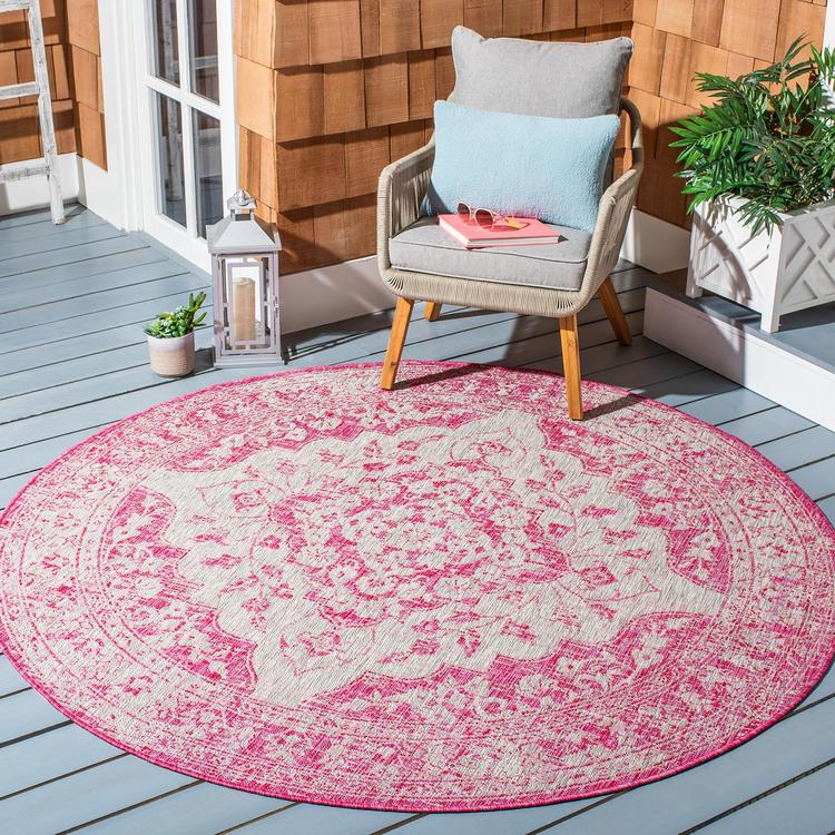 Safavieh Courtyard Carolann Indoor/ Outdoor Rug - 9' x 9' Square - Natural/Cream