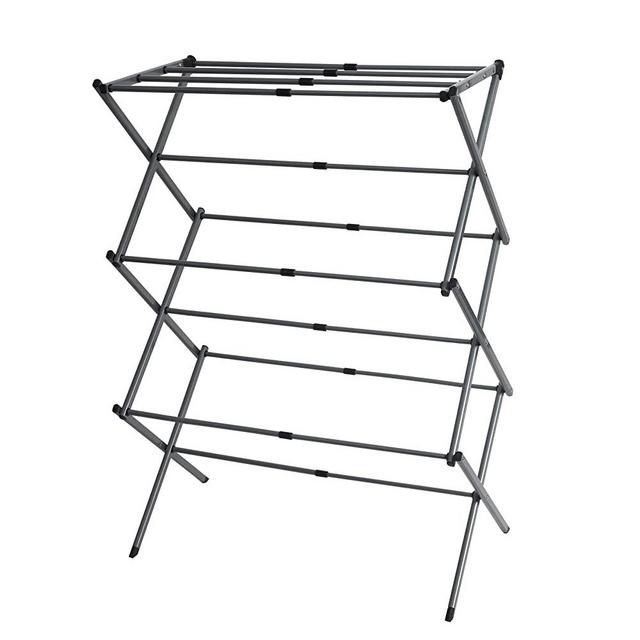 3-Tier Clothes Drying Rack-Clothes Drying Rack Folding Indoor - Retractable Laundry Drying Rack ，Steel Rust Protection and Accordion Design Laundry Rack，Towel Rack, Clothing Drying Dryer(Silver Gray)