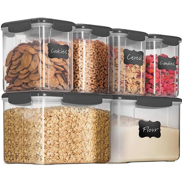 12-Piece Airtight Food Storage Containers With Lids - BPA FREE Plastic Kitchen Pantry Storage Containers - Dry-Food-Storage Containers Set For Flour, Cereal, Sugar, Coffee, Rice, Nuts, Snacks Etc.