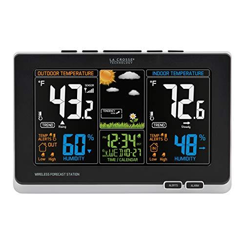 La Crosse Technology 308-1414B-INT, Black 308-1414B Wireless Atomic Digital Color Forecast Station with Alerts