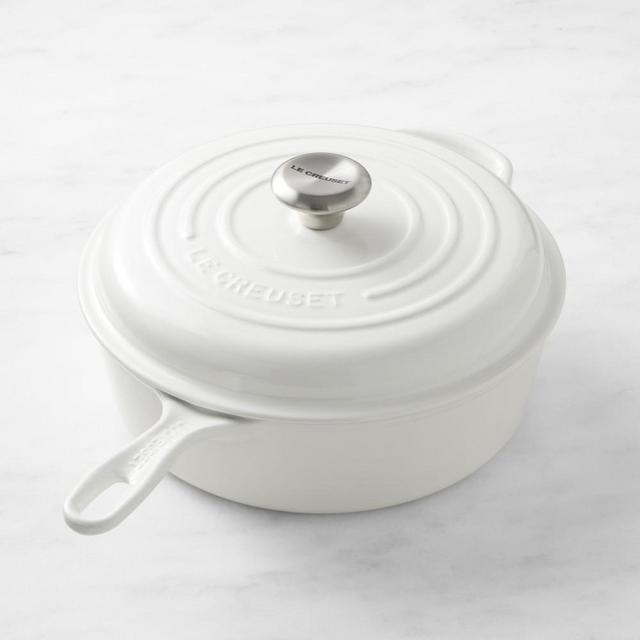 Le Creuset Enameled Cast Iron Cassadou Sauté Pan, 3 3/4-Qt., White