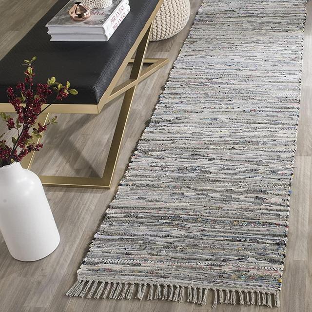 Safavieh Rag Rug Collection RAR121A Hand Woven Grey Cotton Runner (2'3" x 8')