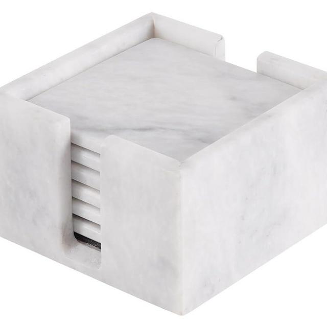 Radicaln Marble Coasters for Drinks White Square 3.5 Inches Handmade Coaster for Farmhouse Kitchen décor - Cup Coasters for Coffee bar décor
