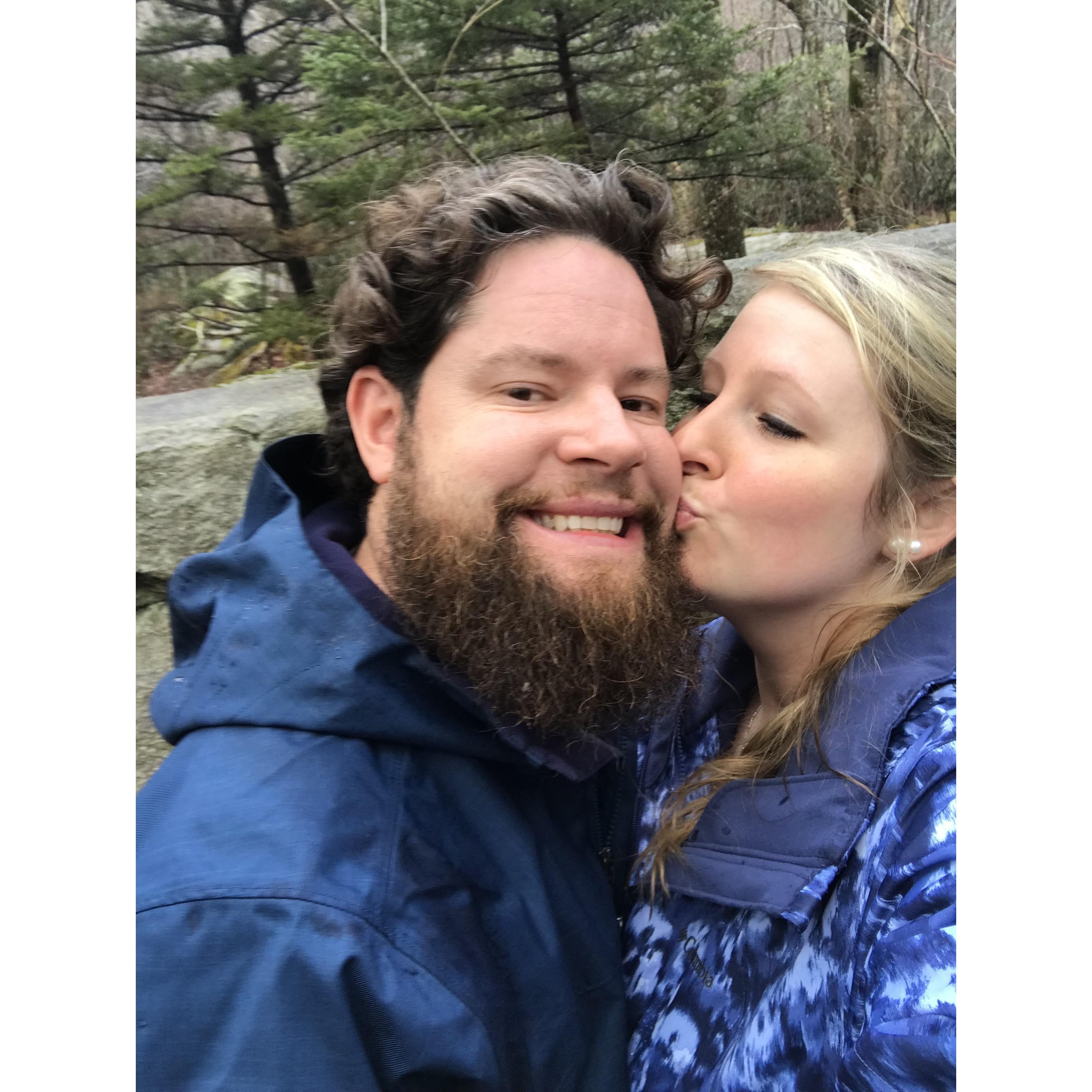 This photo was taken after a "strenuous" hike on Grandfather Mountain in North Carolina.