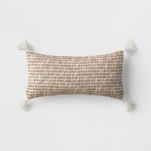 Woven Outdoor Lumbar Throw Pillow Natural - Threshold™