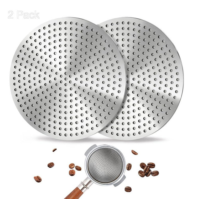 DRMBIGA 53.3mm Espresso Puck Screen 2 Pack - 3rd Gen Dual-Layer Lower Shower Screen, Reusable Metal Coffee Filter for Breville 54mm Portafilter Basket, 316 Stainless Steel Barista Tool